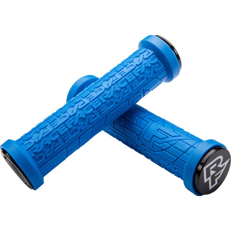 RaceFace Grippler Grips Blue Lock On 33mm Directional Ramped Logo Flangeless