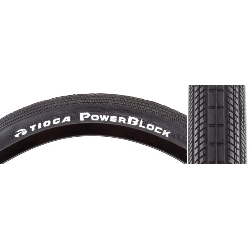 Tioga PowerBlock Tire – 24 x 1.75 Clincher Wire Black 60tpi