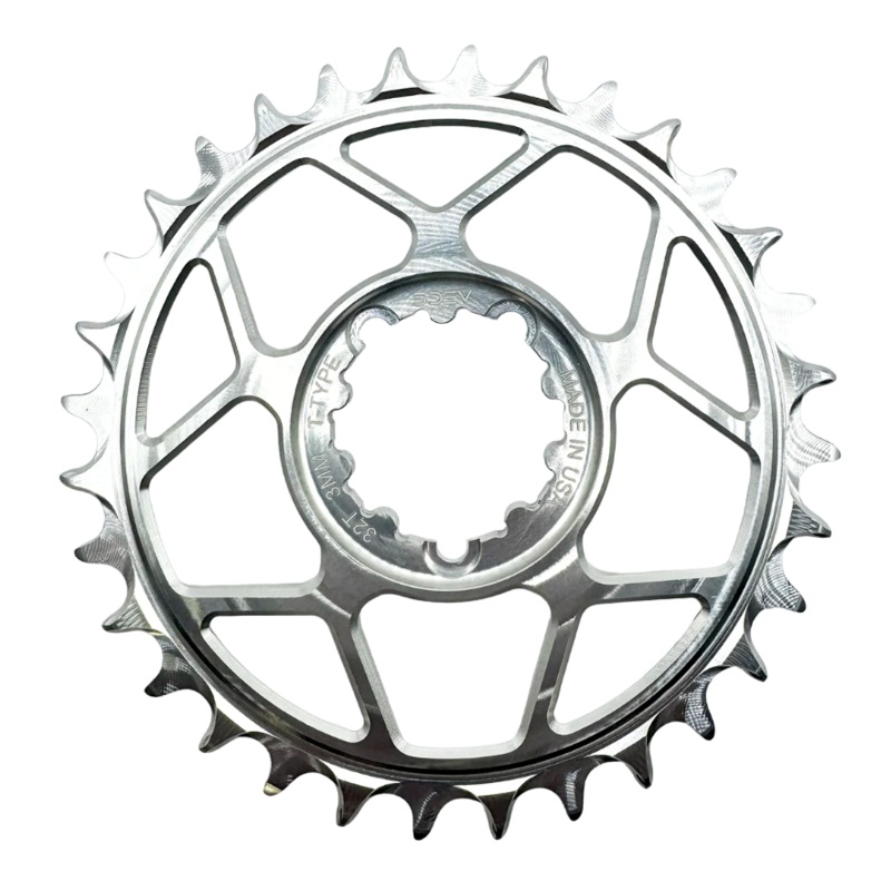 5Dev T-Type Aluminum Chainring, Raw, Sram 8 Bolt, 32 Tooth, 3mm Offset