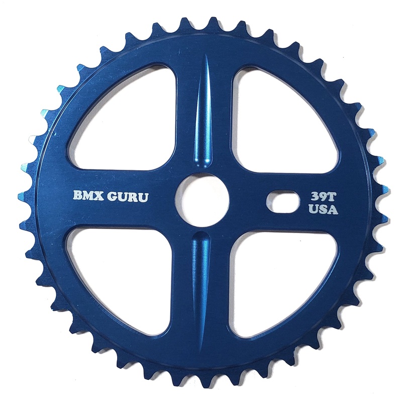 BMXGuru 39t Bolt Drive BMX Aluminum Sprocket / Chainwheel – Blue – USA Made
