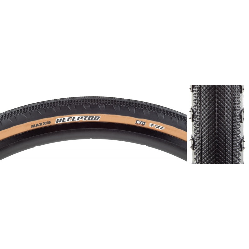 Maxxis Receptor Tire – 650b x 47 Tubeless Folding Black/Dark Tan Dual EXO