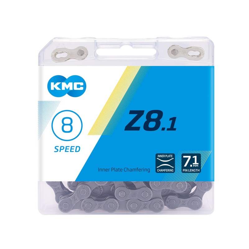 KMC, Z8.1, Chain, Speed: 6/7/8, 7.1mm, Links: 116, Grey -Live4bikes