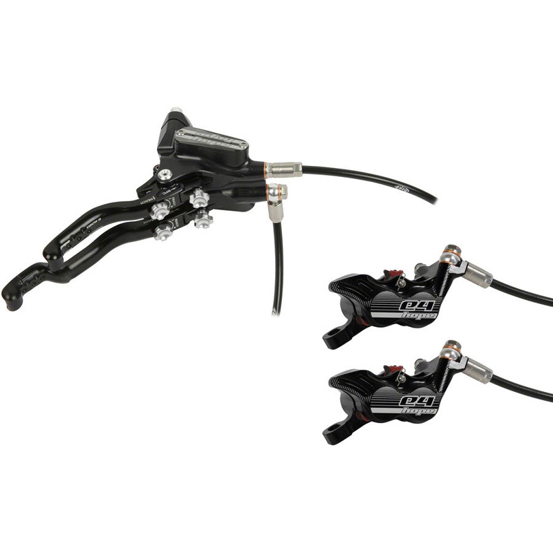 Hope Tech 3 E4 Duo Disc Brake and Lever – Right Hand, Front and Rear, Hydraulic, Post Mount, Black