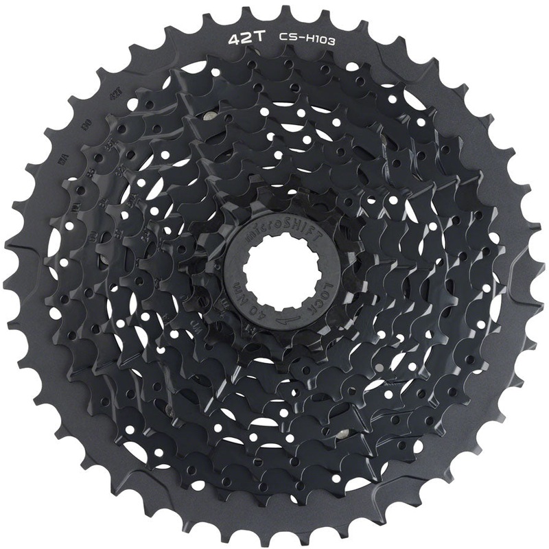 microSHIFT ADVENT X E-Series Cassette – 10 Speed, 11-42t, Black, ED Coated, Alloy Outer Cog