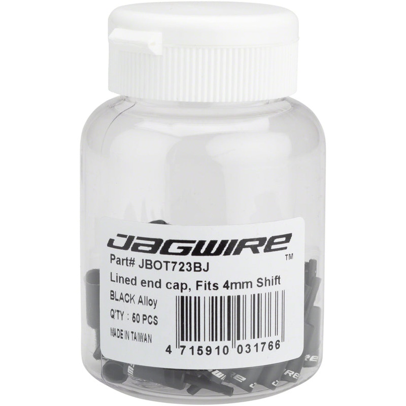 Jagwire 4mm Lined Alloy End Caps Bottle of 50, Black