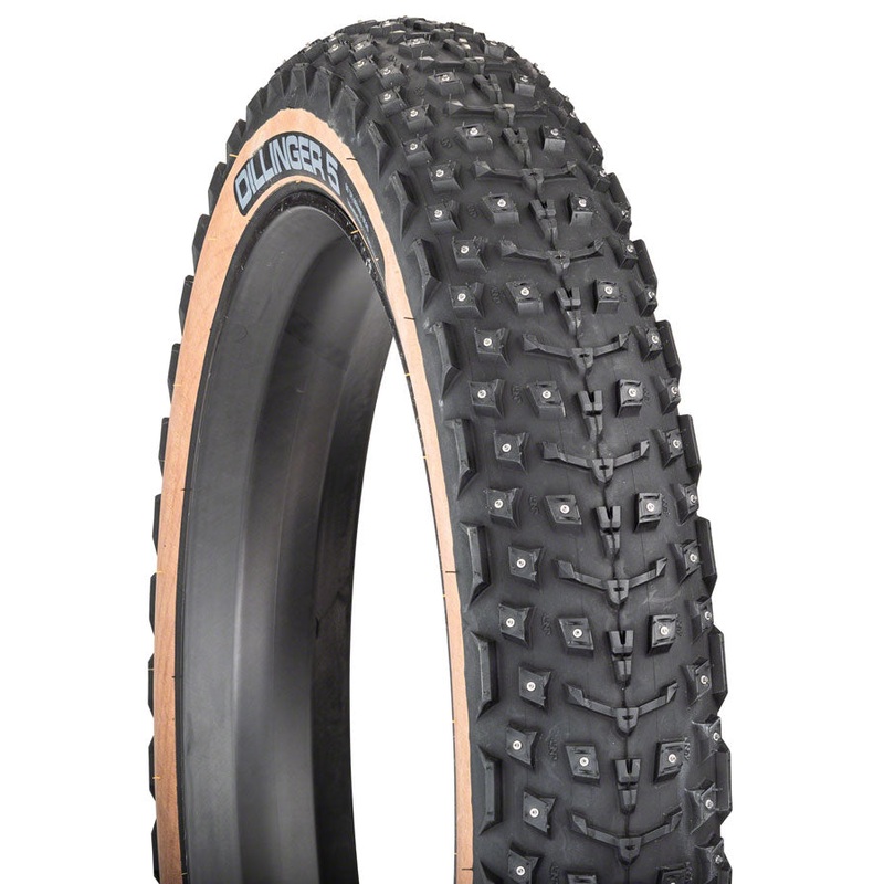 45NRTH Dillinger 5 Tire – 27.5 x 4.5 Tubeless Folding Tan 60 TPI 252 Concave Carbide Aluminum Studs