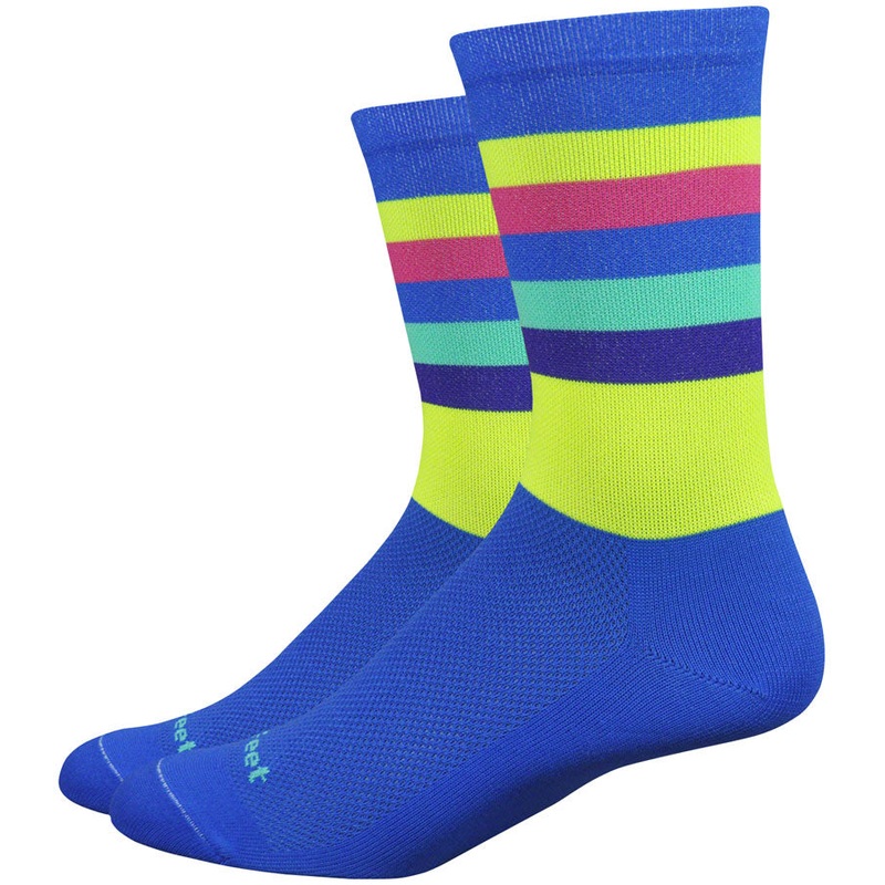 DeFeet Aireator Maverick Socks – 6 inch, Blue/Hi-Vis, X-Large