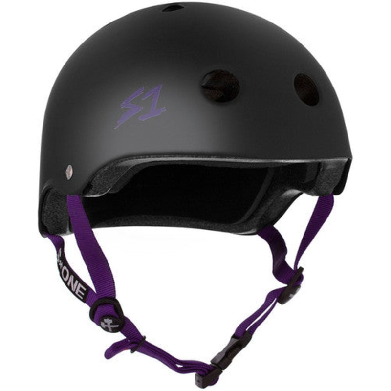 S1 Lifer Helmet – Black Matte w/ Purple Straps