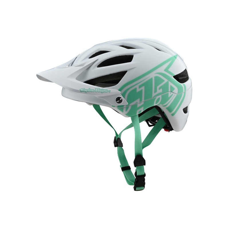 Troy Lee Designs A1 MTB Helmet – Drone – White-Aqua – 2020