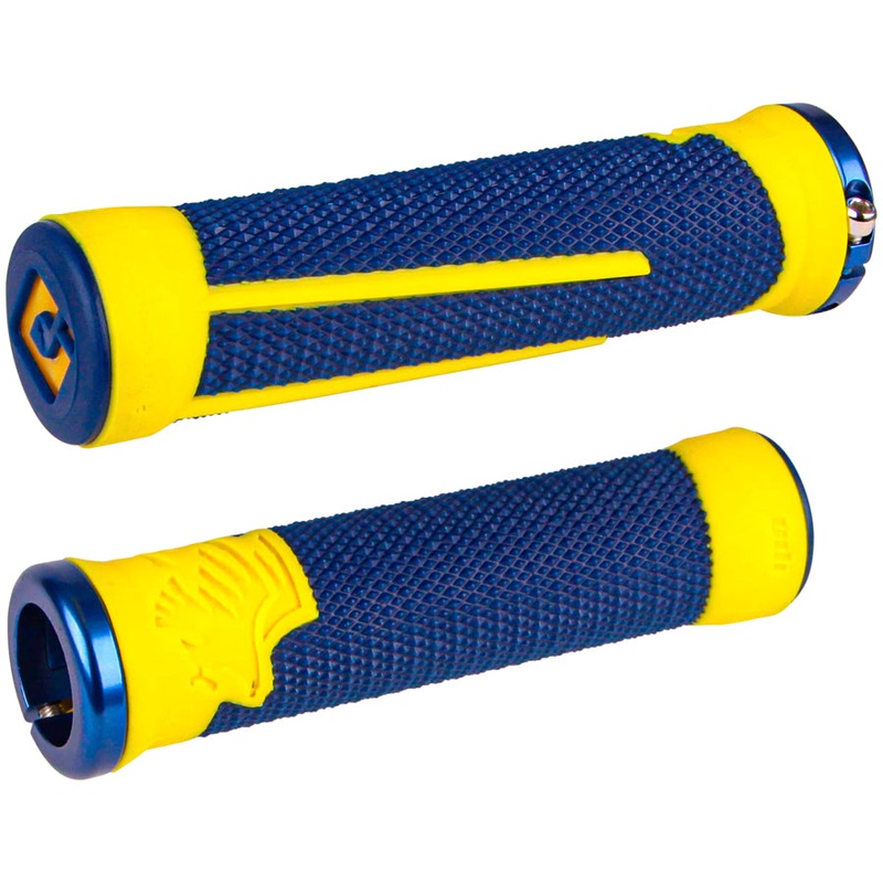 ODI AG2 Grips – Blue Cyber Yellow Lock-On