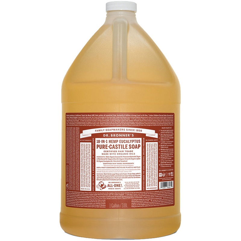 Dr. Bronner’s Eucalyptus Liquid Soap Gallon – Versatile Soap & Shampoo Combo