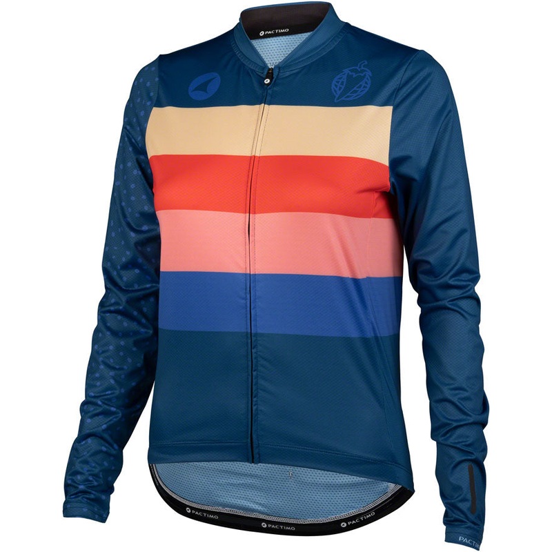 Team Polytone Womens Long Sleeve Jersey – Dark Blue w/ Stripes X-Large
