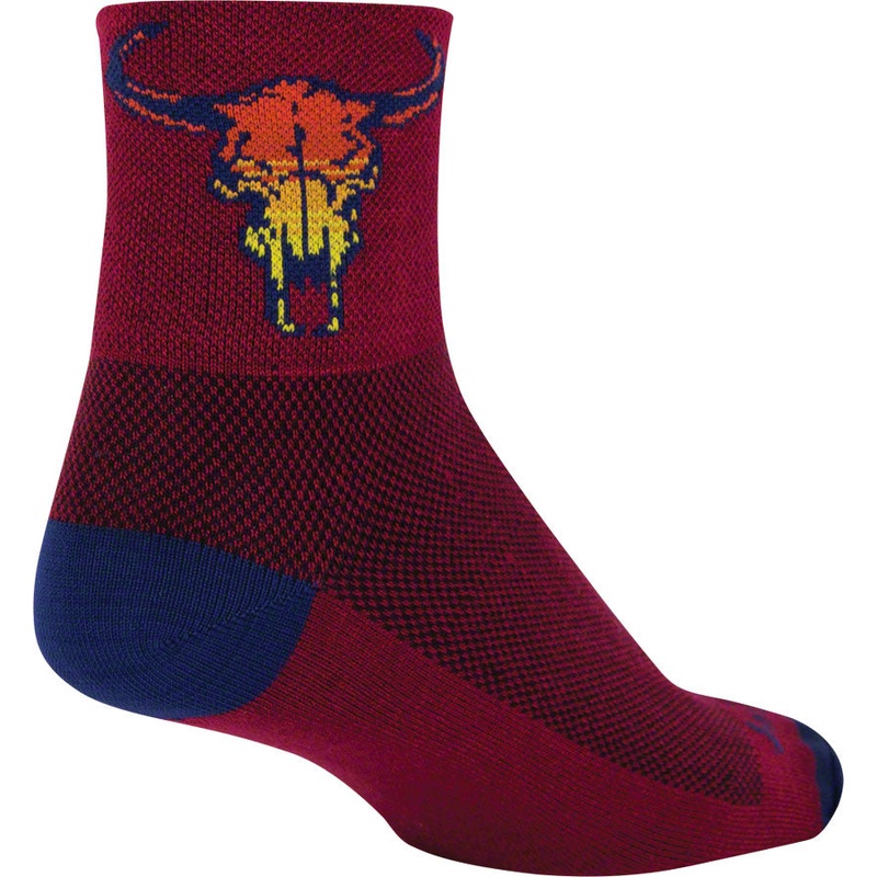SockGuy Classic Desert Skull Socks – 3 inch, Red, Large/X-Large