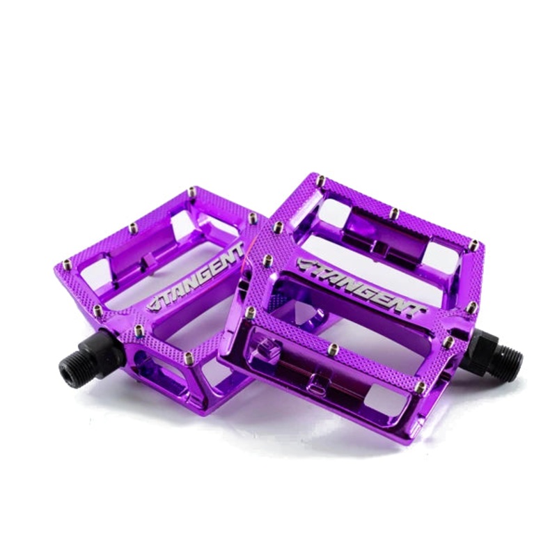 Tangent Platform BMX Pedals – Aluminum – 9/16″ – Purple Chrome