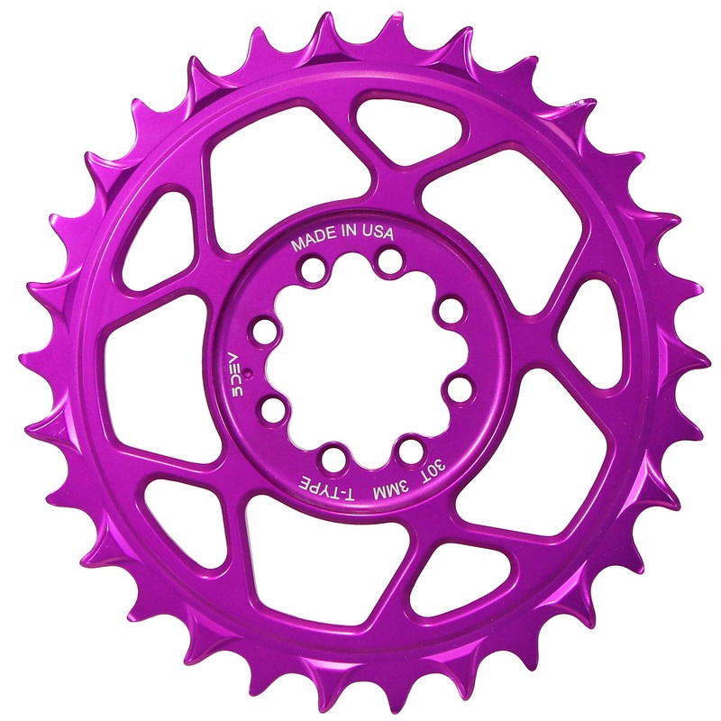 5Dev T-Type 8-Bolt Chainring 3mm Offset 32t Purple