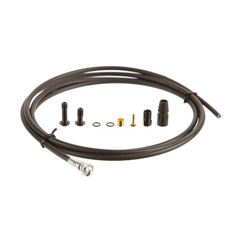Tektro Banjo Hose Kit 5.5mm 2000mm | Hydraulic Disc Brake Compatible, Black, Pre-Installed Banjo Fitting, High-Performance Cycling Components
