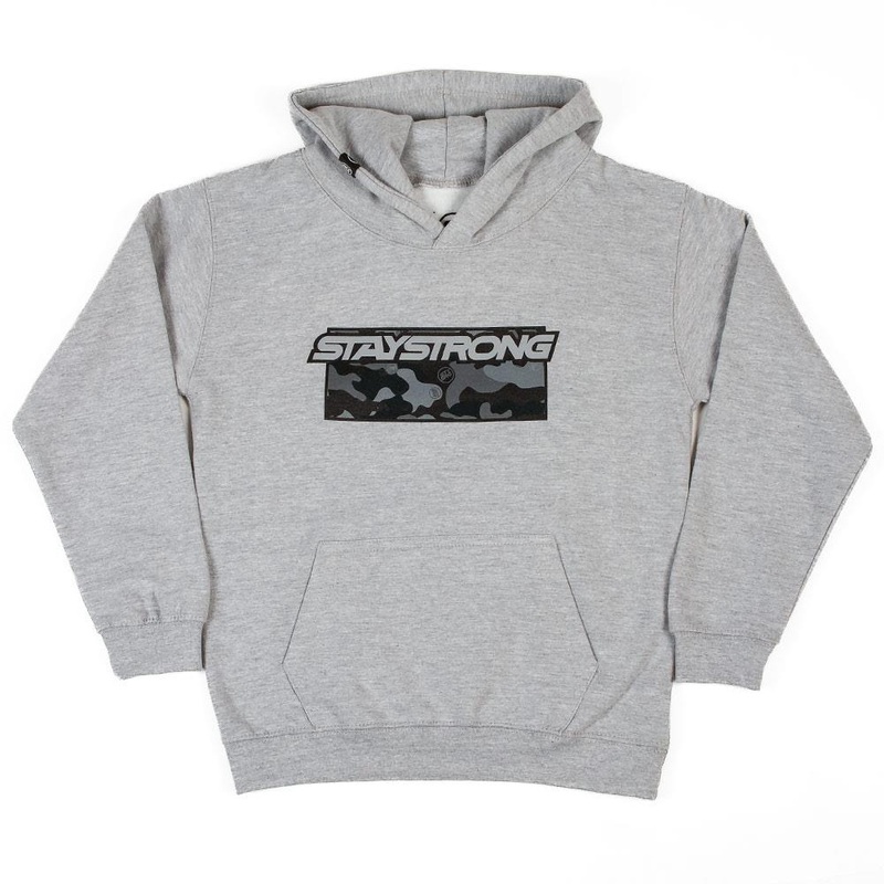 Stay Strong Camo Youth Hooded Sweat – Moon Dust Grey