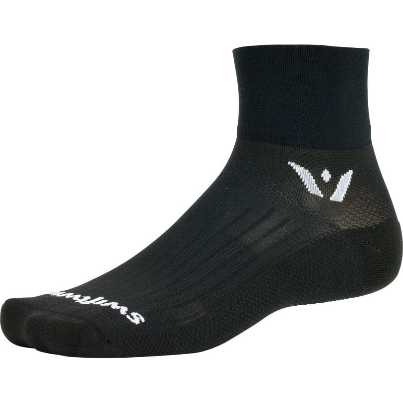 Swiftwick Aspire Quarter Crew Socks – 2″ Black Medium