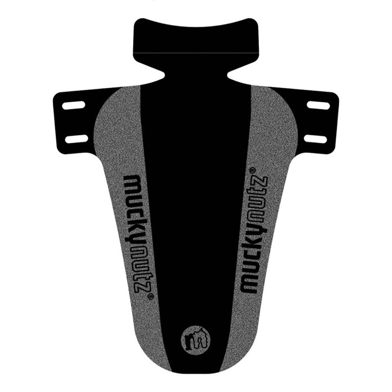 Mucky Nutz Mini Face Fender for Gravel Bikes  Reflective & Black, Eco-Friendly 100% Recycled Plastic Front Fender with Velcro, 55mm Tire Compatibility