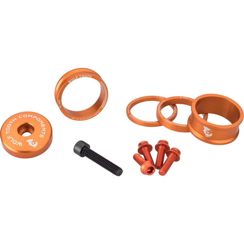 Wolf Tooth BlingKit: Headset Spacer Kit 3, 5,10, 15mm, Orange