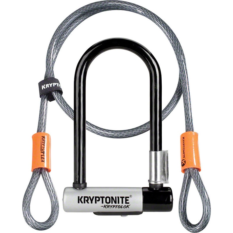 Kryptonite KryptoLok U-Lock – 3.25 x 7″, Keyed, Black, Includes 4′ cable and bracket