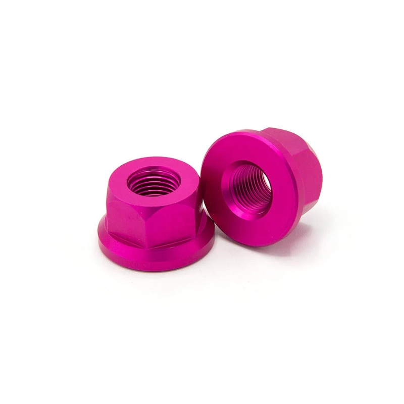 Theory 3/8″ x 26t Aluminum BMX Axle Nuts –  Set of 2 – Pink