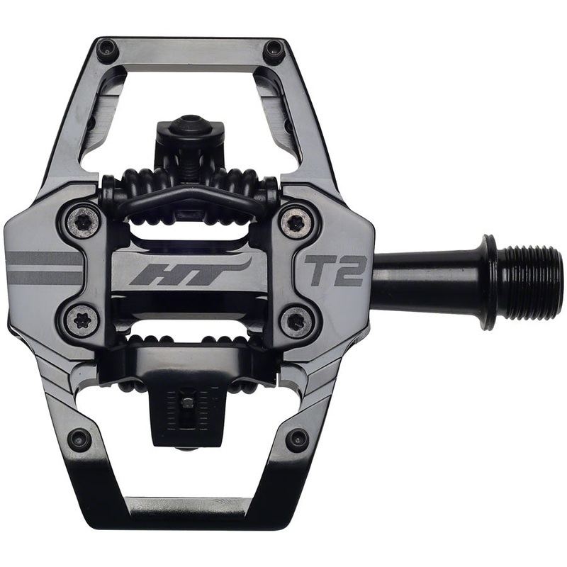 HT Components T2 Pedals – Dual Sided Clipless Platform Aluminum 9/16″ Stealth BLK