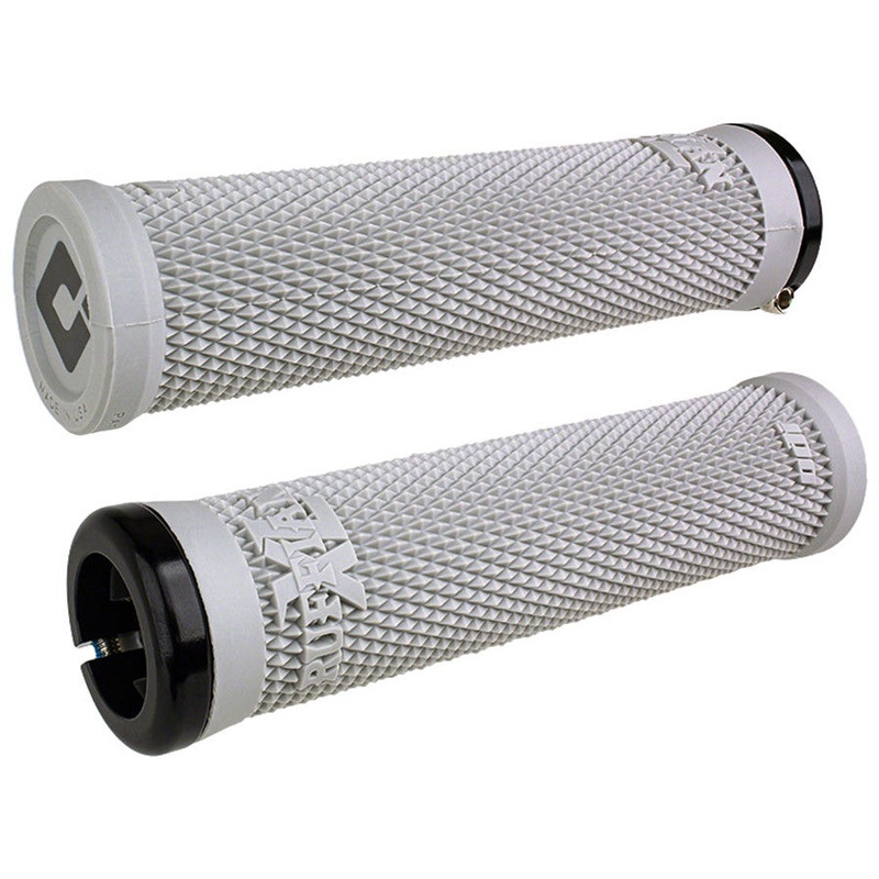 ODI Ruffian Pro XL V2.1 Lock-On BMX Grips – 135mm – Flangeless – Gray w/ Black clamps – USA Made