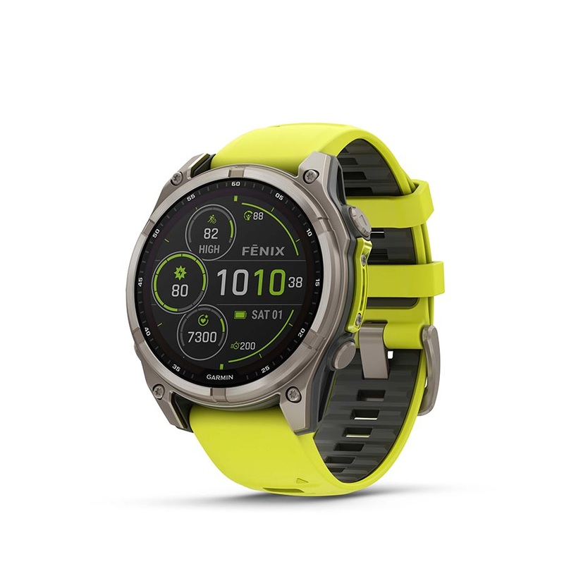 Garmin fenix 8 Solar Sapphire 47mm Watch Watch Color: Titanium Wristband: Amp Yellow/ Graphite – Silicone