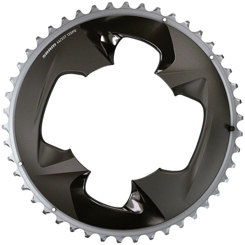SRAM Force 2×12-Speed Outer Chainring – 48t, 107 BCD, 4-Bolt, Polar Grey, For use with 35t Inner