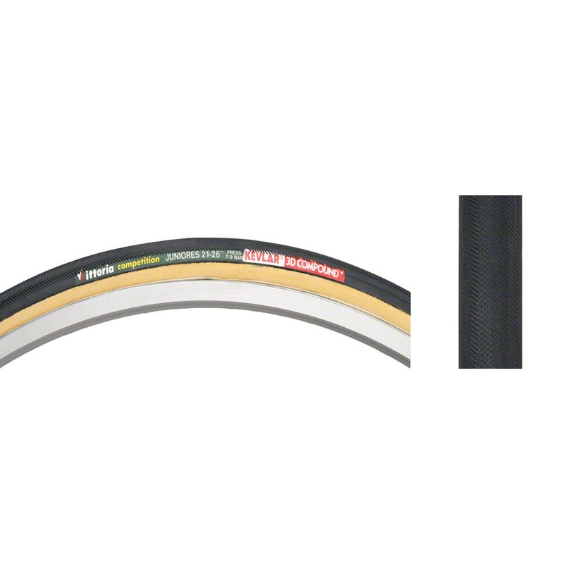 Vittoria Juniores Tire – 650c x 21, Tubular, Folding, Black/Tan