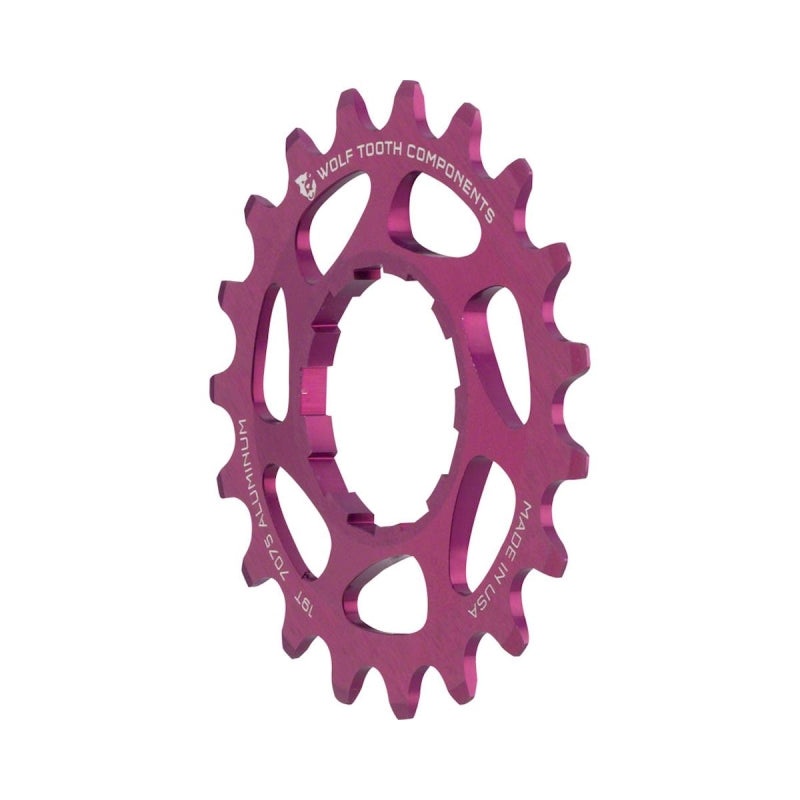 Wolf Tooth Single Speed Aluminum Cog – 19t Compatible with 3/32 Chains Purple