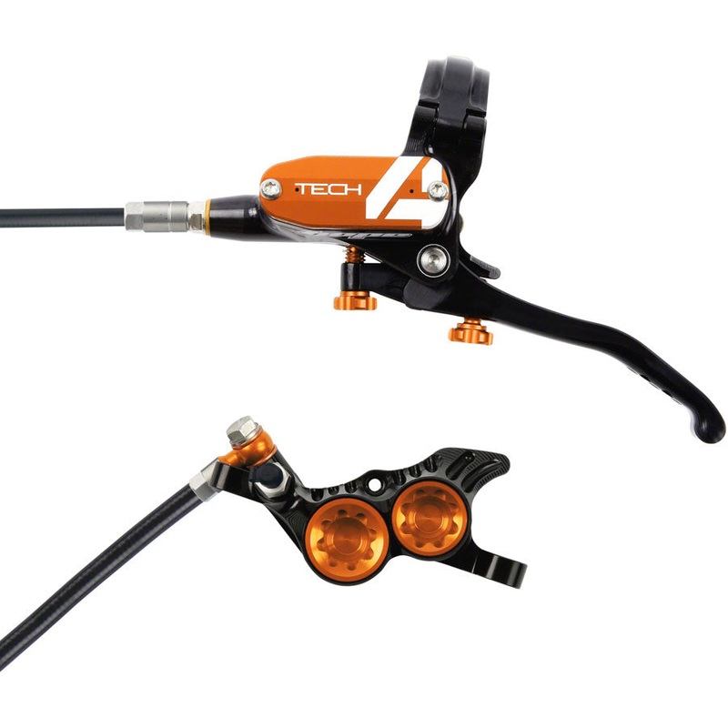 Hope Tech 4 V4 Disc Brake and Lever Set – Rear Hydraulic Post Mount Orange