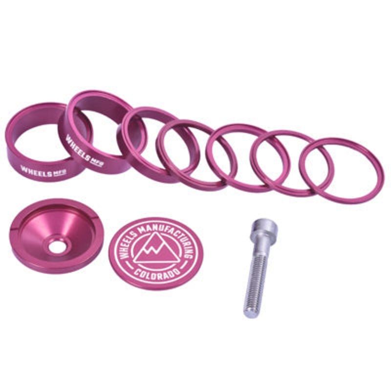 Wmfg H/Set Spcrs,Stckrght Pro Pink,7 Spcrs,Flt Top Cap Aluminum Headset Spacer Kit  Headsets