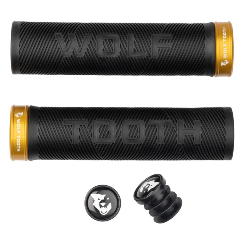 Wolf Tooth Echo Lock-On MTB Grips  Black-Gold