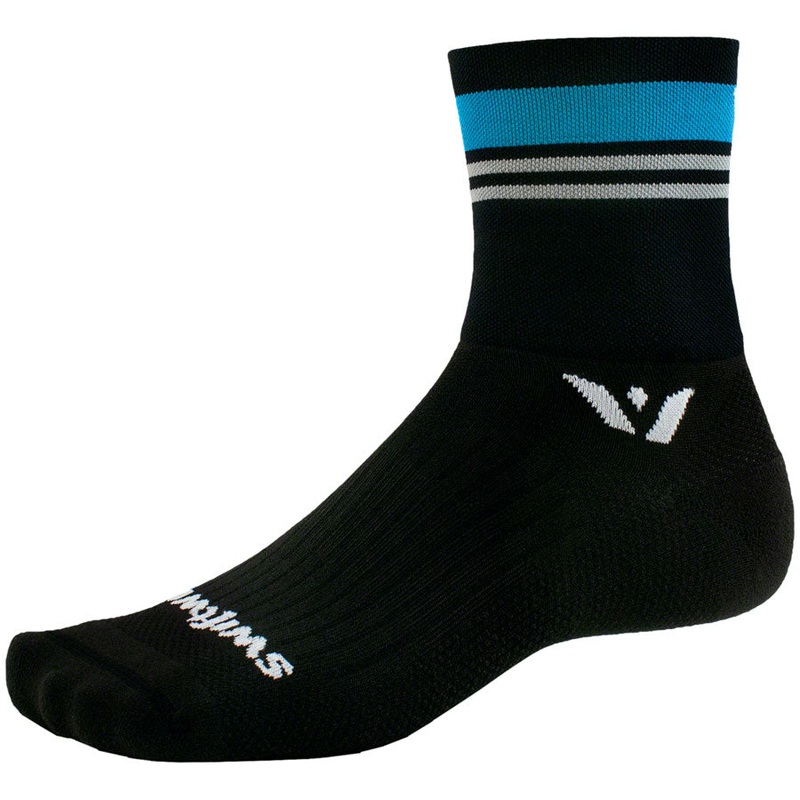 Aspire Four Stripe Socks – 4″ Aqua Gray X-Large