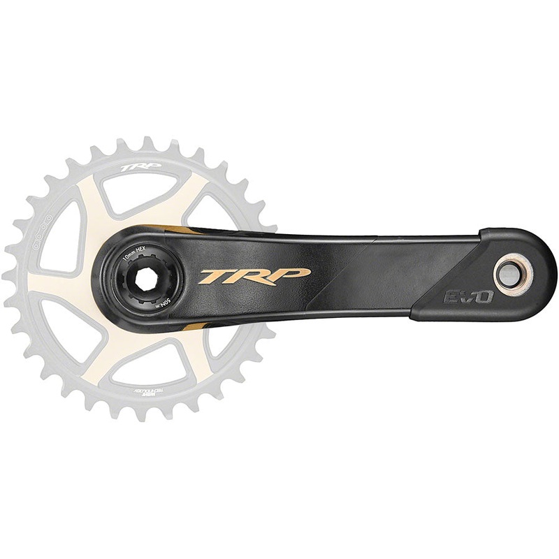 TRP CK-9050 EVO Crankset – 170mm, 12-Speed, For 68/73mm Frame BB, DM CINCH Chainring Interface, 30mm  Spindle, Carbon, Black/Gold