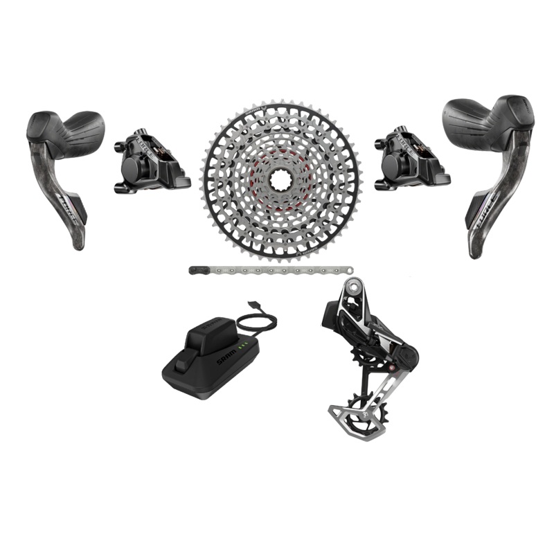 SRAM Force E1 AXS X0 / XX Mullet Transmission T-Type Groupset – Force eTap HRD E1 Shifters, T-Type Rear Derailleur Chain, Cassette, Battery/Charger