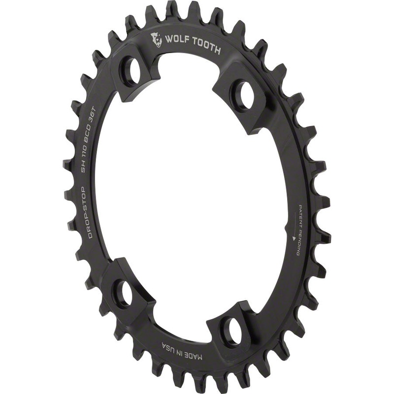 Wolf Tooth Chainring 36T x Shimano Asymmetric 110 BCD, for 4-Arm cranks, Black