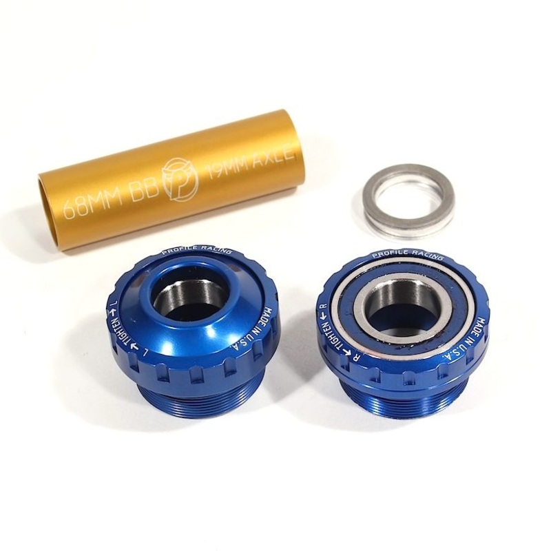 19mm Profile Euro External (Outboard) BMX Bottom Bracket Set – Blue – Made in the USA