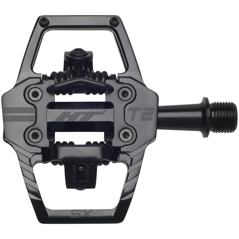 HT Components T2-SX Pedals – Dual Sided Clipless with Platform, Aluminum, 9/16″, Stealth Black