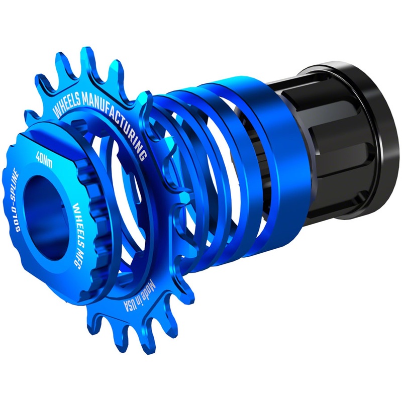 Wheels Manufacturing SOLO-SPLINE Micro Spline Single Speed Conversion Kit – 18t For Shimano Micro Spline Hub Bodies Blue