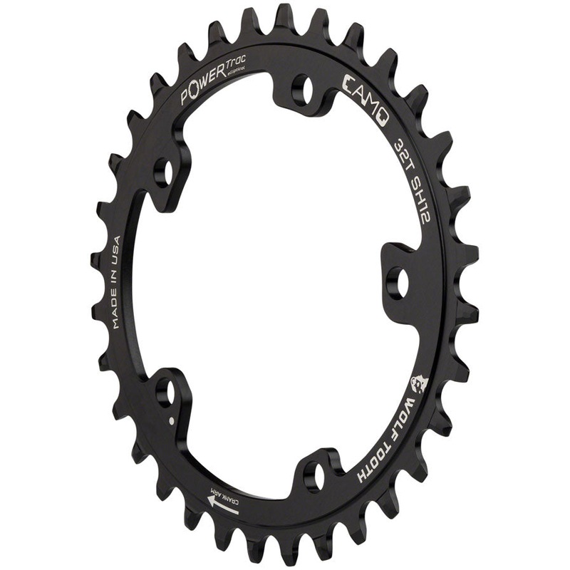 Wolf Tooth CAMO Aluminum Elliptical Chainring – 32t Wolf Tooth CAMO Mount Requires 12-Speed Hyperglide+ Chain BLK