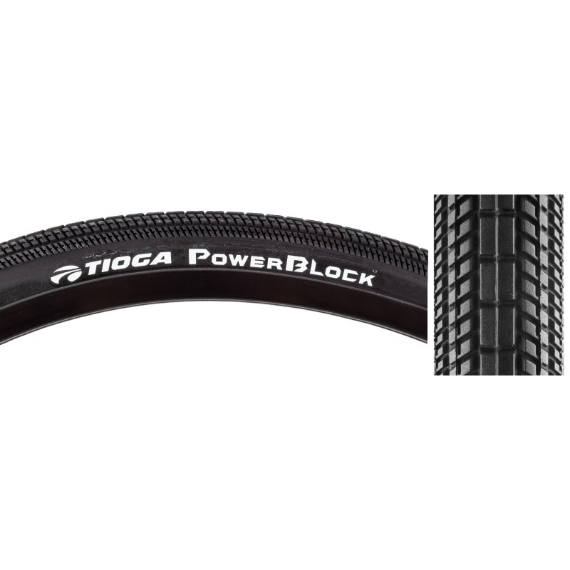 Tioga PowerBlock Tire – 20 x 1-1/8 Clincher Wire Black 60tpi