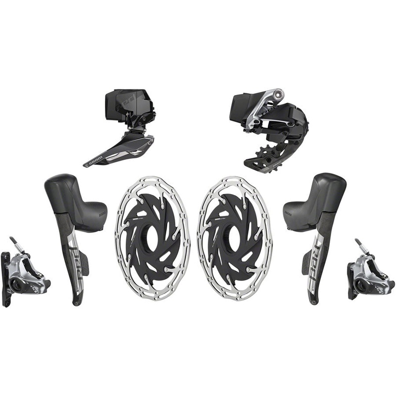 SRAM RED eTap AXS Electronic 2×12-Speed Road Groupset – HRD Brake/Shift Levers Flat Mount Disc Brakes CL Rotors Front/Rear Derailleurs