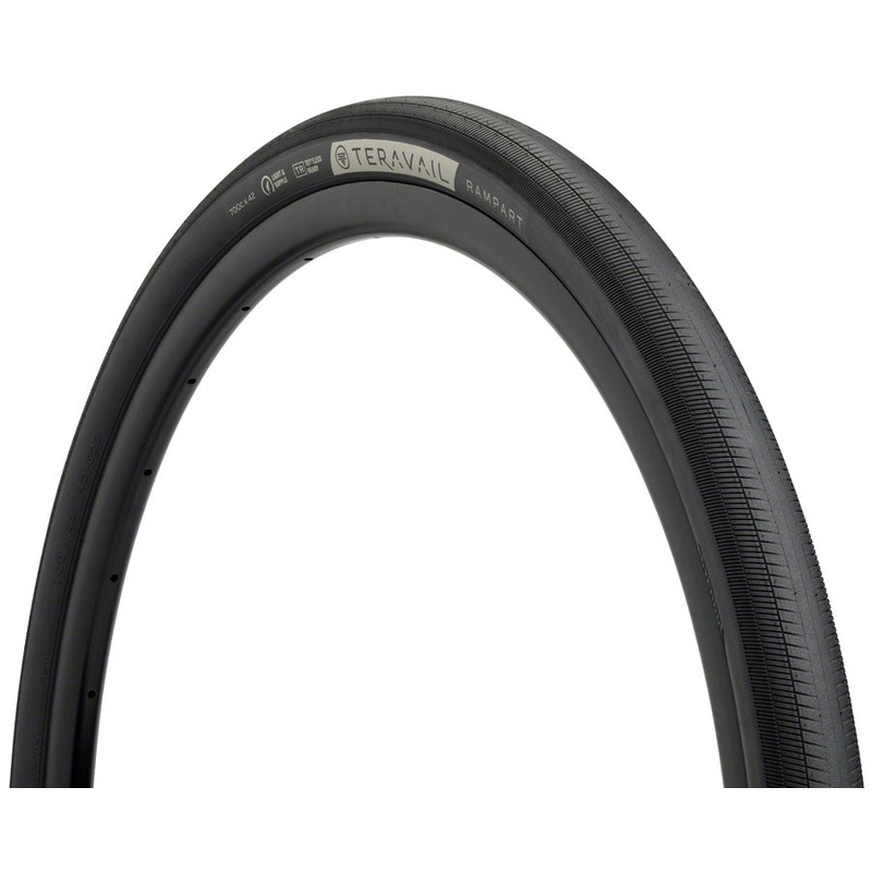 Teravail Rampart Tire – 700 x 42 Tubeless Folding BLK Durable Fast Compound