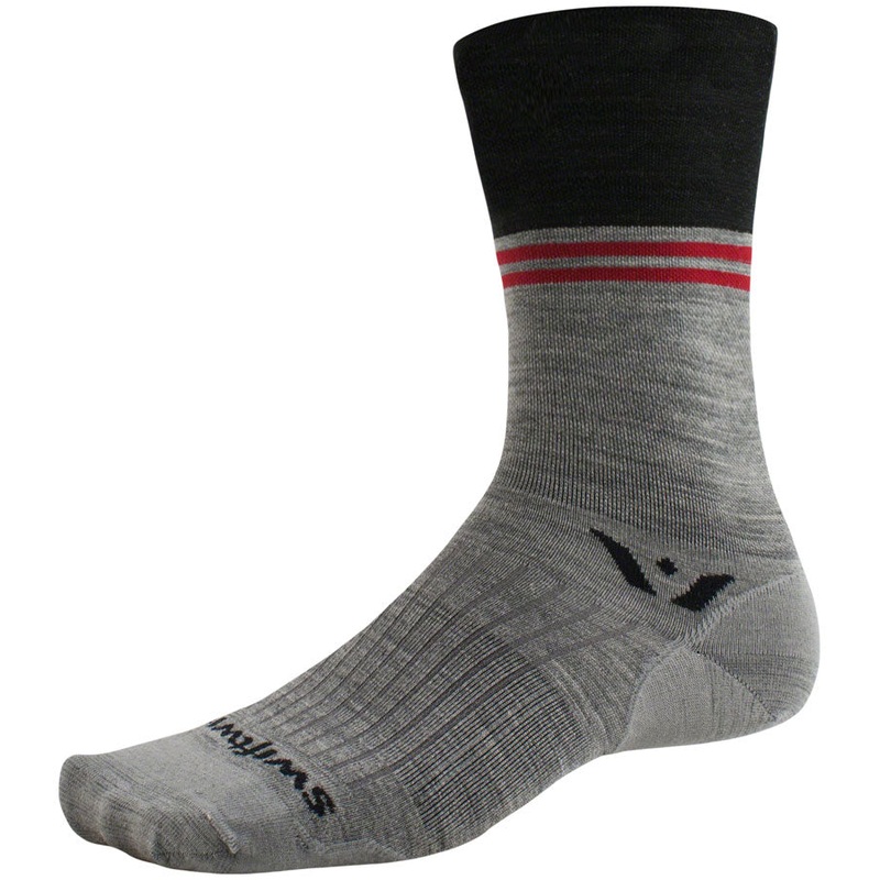 Swiftwick Pursuit Seven Ultralight Socks – 7″ Block Stripe Charcoal Large