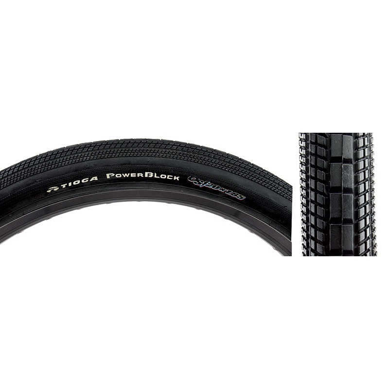 Tioga PowerBlock OS20 Tire – 20 x 1.85 Clincher Wire Black 60tpi