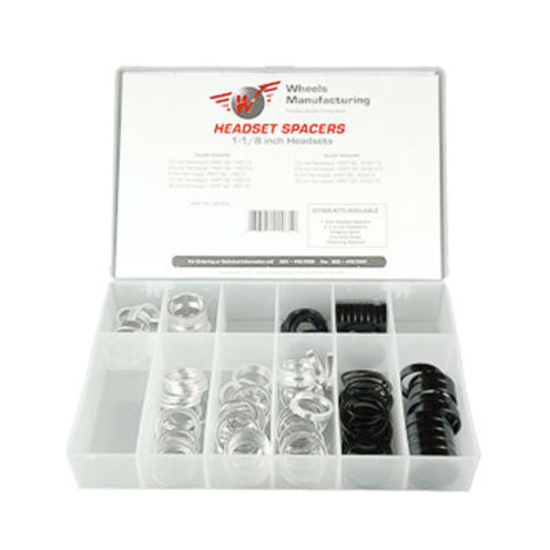 Wmfg H/Set Spacer Kit,1 1/8 105 Pc Assrtd Sil/Blk,1.5-10Mm 1-1/8” Aluminum Headset Spacer Kit Wheels Mfg. Headsets