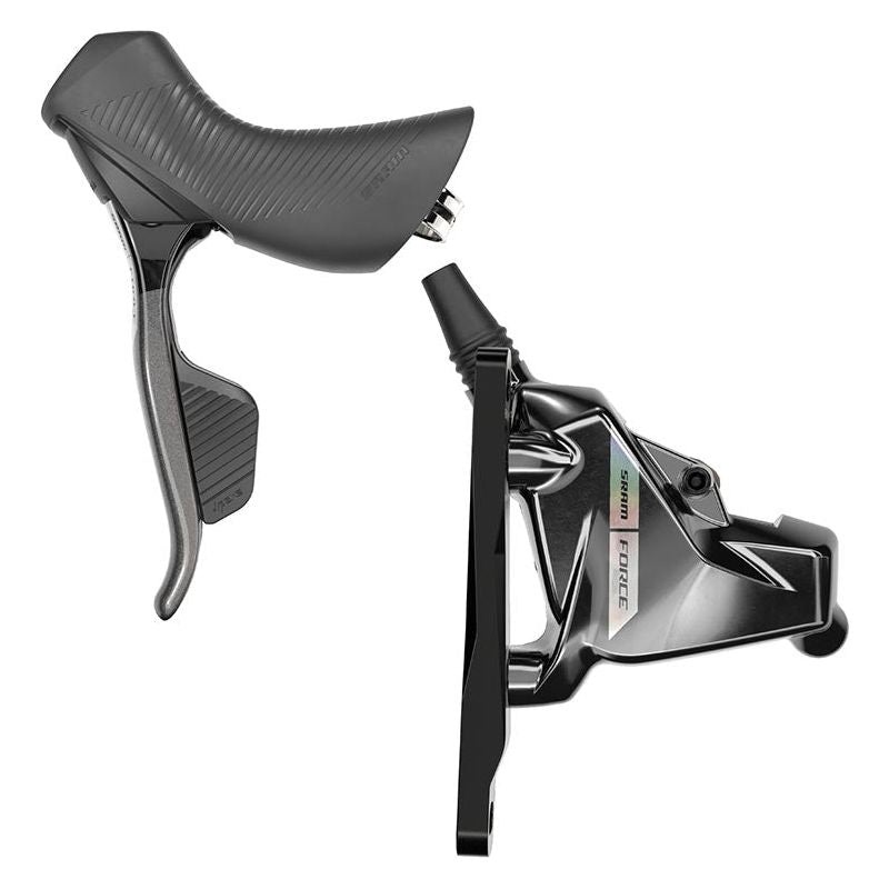 SRAM Force AXS HRD eTap Shift/Brake Lever and Hydraulic Disc Brake Caliper – Left/Front Flat Mount 20mm Offset Iridescent Gray/Blk D2